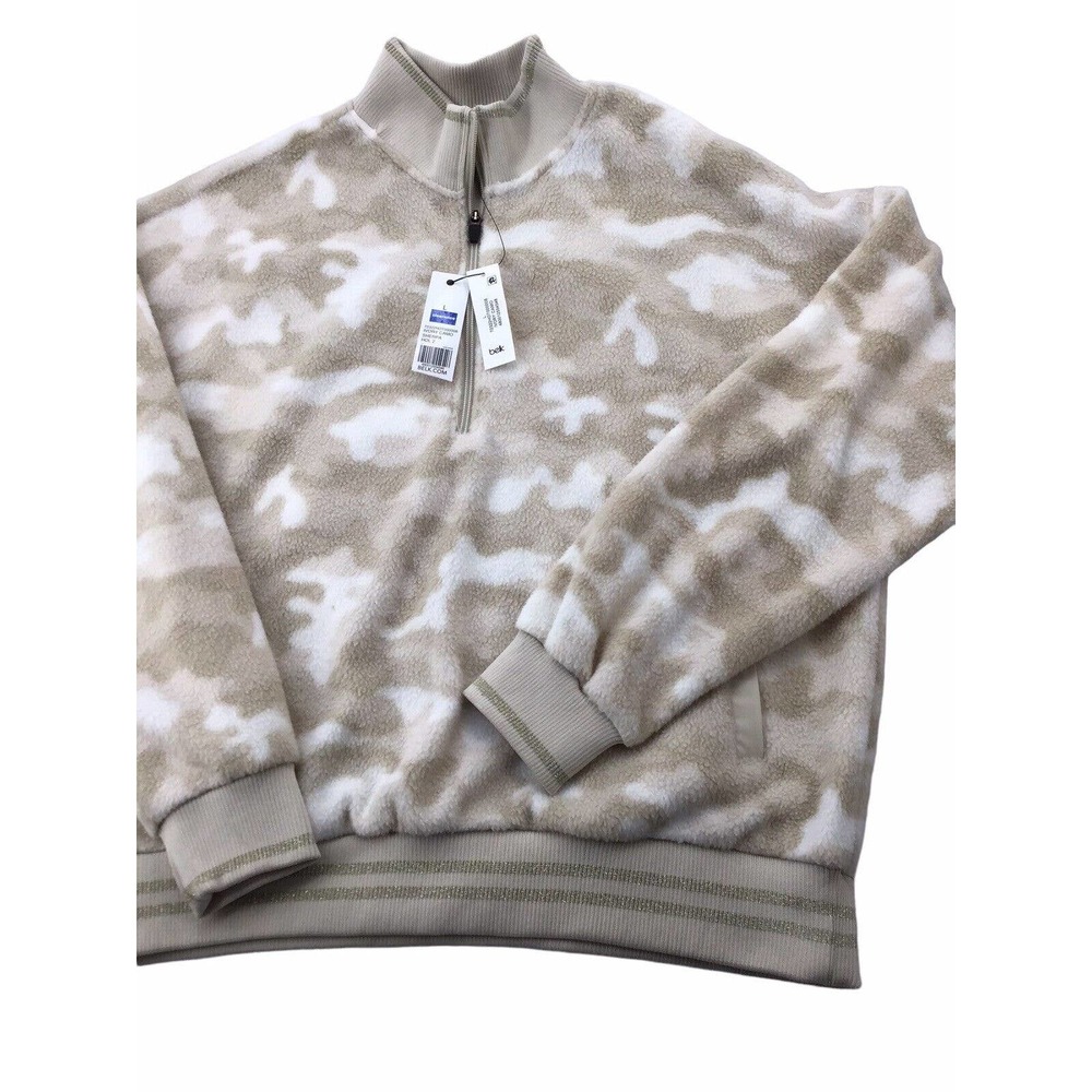 Zelos NWT 1/2 Zip Sherpa Ribbed Hem Pullover Size Large Ivory Camo - Picture 5 of 12